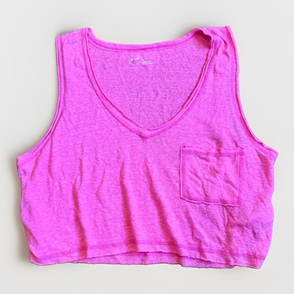 Aerie Breezy V-Neck Crop Tee – Women’s Large - Pink Sleeveless